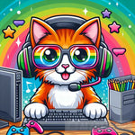 Cat Gamer Cartoon Animal Ai Art