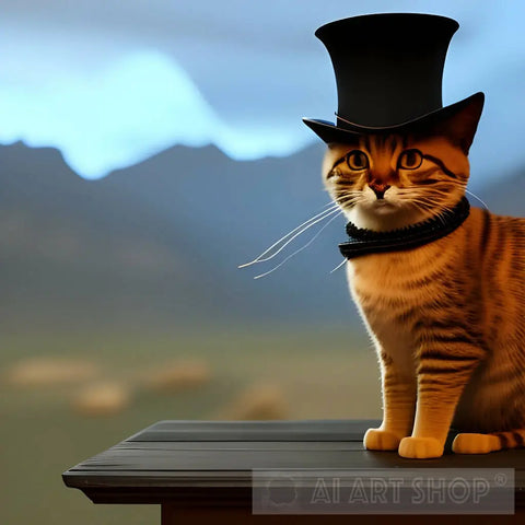 Cat In A Top Hat Ai Painting