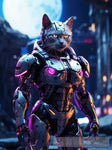 Cat In Cyborg Body #2 Ai Artwork