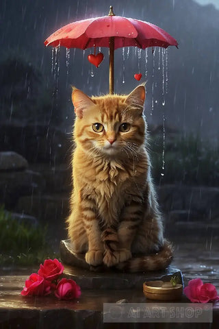 Cat Love Tower Rain Animal Ai Art