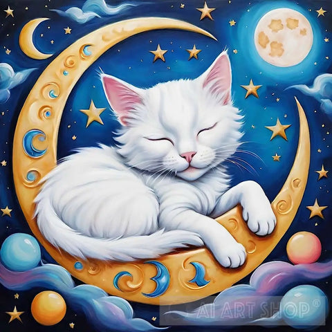 Cat On The Moon Animal Ai Art