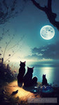 Cats By Moonlight Animal Ai Art