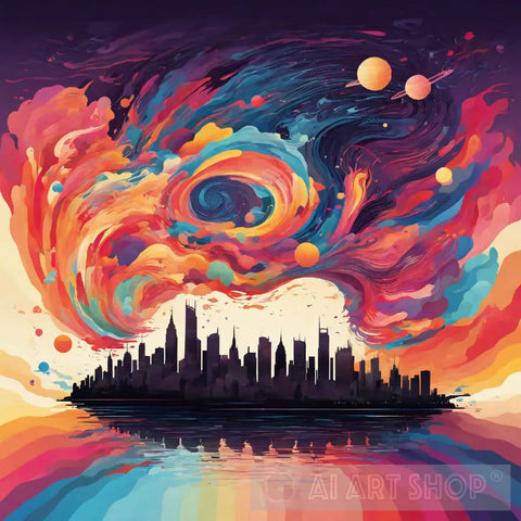 ’Celestial Cityscape Symphony’ Ai Painting