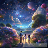 Celestial Family Stroll Portrait Ai Art