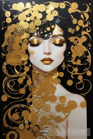 Celestial Symphony: A Gilded Tribute To Feminine Grace Ai Artwork