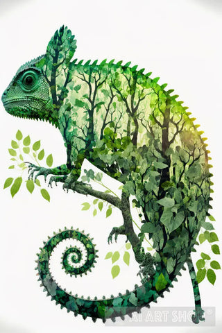 Chameleon Shaped Forrest Abstract Ai Art