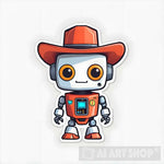 Charming Cowboy Robot Sticker Ai Artwork