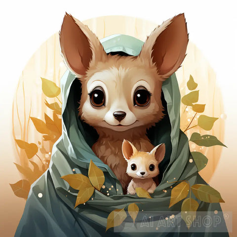 Charming Kangaroo Animal Ai Art