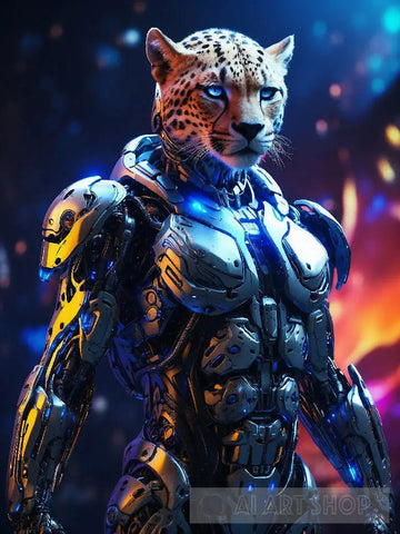 Cheetah In Cyborg Body #1 Ai Artwork