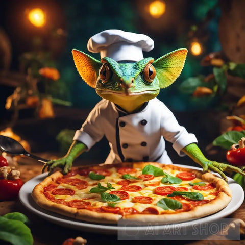 Chef Lizard Animal Ai Art