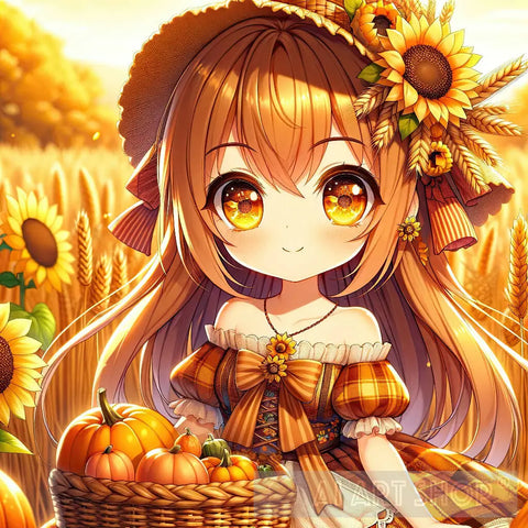 Child With Pumpkin Ai Artwork