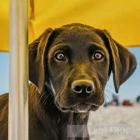 Chocolate Labrador Retriver At The Beach Animal Ai Art