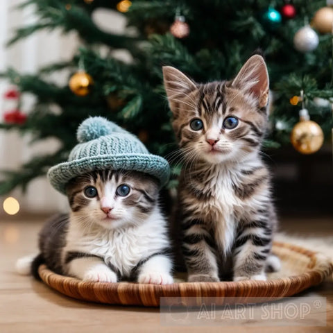 Christmas Kittens Still Life Ai Art