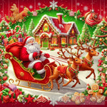 Christmas Santa Claus And Reindeer Ai Artwork