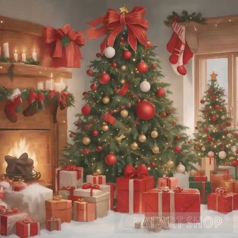 Christmas Tree With Some Gifts Ai Artwork