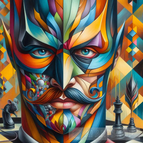 Chromatic Convergence Surreal Portrait With 3D Anthropomorphic Rat And Intricate Colors Contemporary