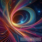 Chromatic Cosmos: A Journey Through 3D Space Curvature Abstract Ai Art