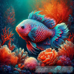 Chromatic Fins: A Digital Seascape Symphony Ai Painting