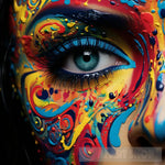 Chromatic Gaze: Abstract Woman With Vivid Eye Makeup Ai Art