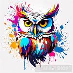 Chromatic Owl - Abstract Animal Art Ai