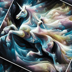 Chromatic Visions: Unicorn Rider Abstract Ai Art