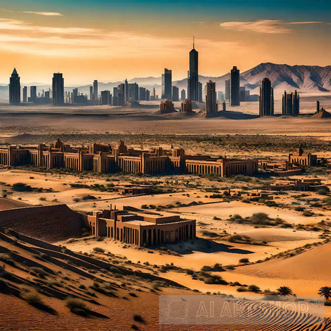 City In A Desert Landscape Ai Art