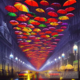 City Of Umbrellas Expressionism Ai Art