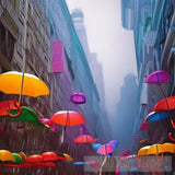 City Of Umbrellas Expressionism Ai Art