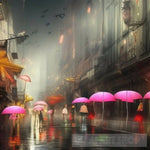 City Of Umbrellas Expressionism Ai Art