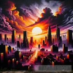 City Sunset Silhouettes Street Ai Art