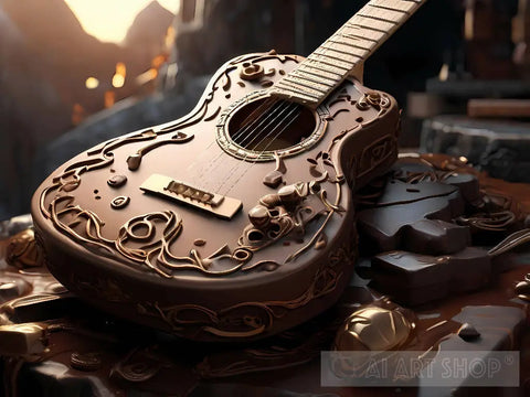 Classic Chocolate Guitar Surrealism Ai Art