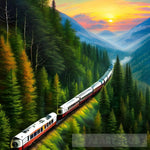 Classic Train In Mountains Ai Painting