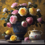 Classical Still Life With Damask Roses Ai Art