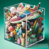 Clear Plastic Cube Full Of Colorful Recognizable Ai Painting