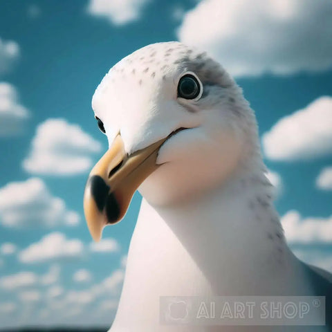 Close Up Of A Young Ring Billed Gull Ai Artwork