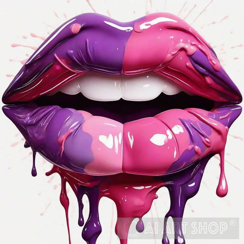 Close-Up Of Pink And Purple Lips | Digital Painting Ai Art Shop Artwork