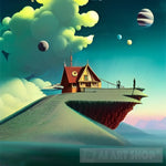 Cloudy House Up A Sky Landscape Ai Art