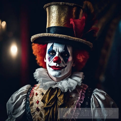 Clown In Gold Hat Portrait Ai Art