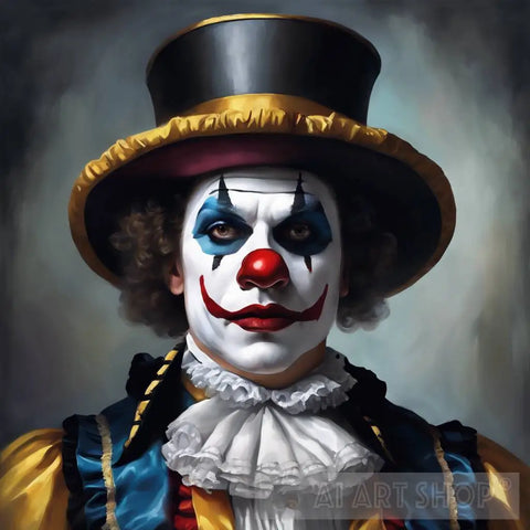 Clown In Gold Trim Hat Portrait Ai Art