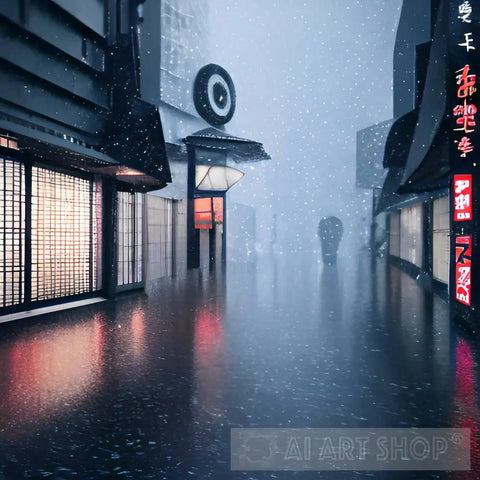 Cold Rainy Night In Japan Ai Artwork