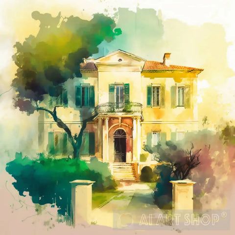 Colonial Style House Facade Abstract Ai Art