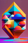 Colorful 3D Geographic Shape Architecture Ai Art