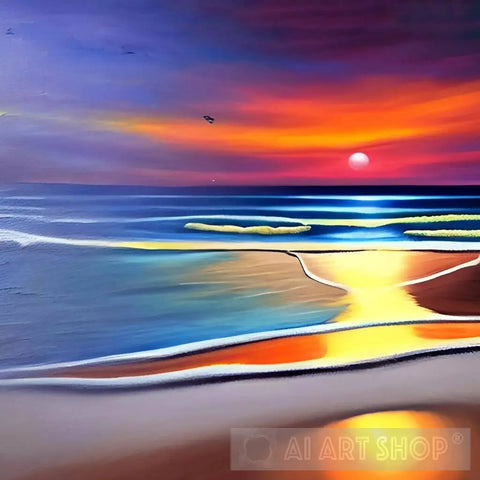 Colorful Beach Landscape Ai Art