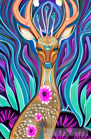 Colorful Deer Animal Ai Art