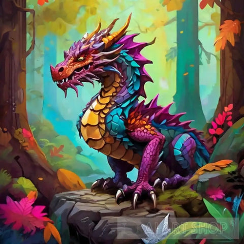 Colorful Dragon In The Forest Animal Ai Art