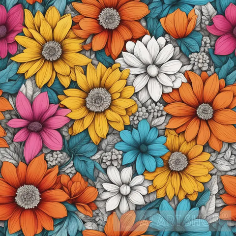 Colorful Flowers Ai Painting