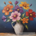 Colorful Flowers In A White Vase Ai Painting