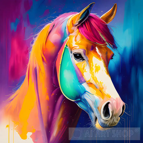 Colorful Horse In Oil Painting Style Animal Ai Art