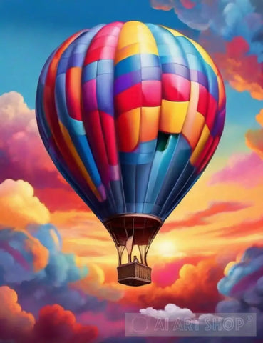 Colorful Hot Air Balloon In The Sky Ai Artwork