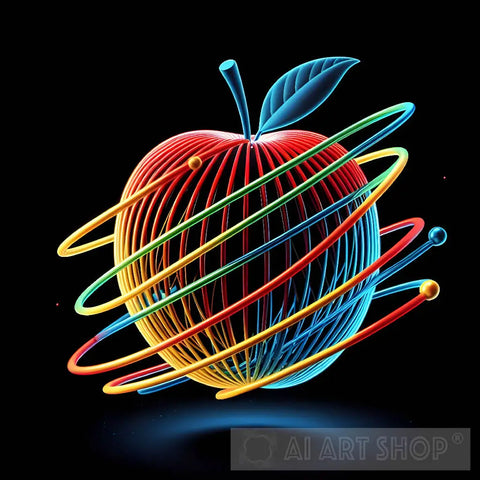 Colorful Orbital Apple Ai Artwork